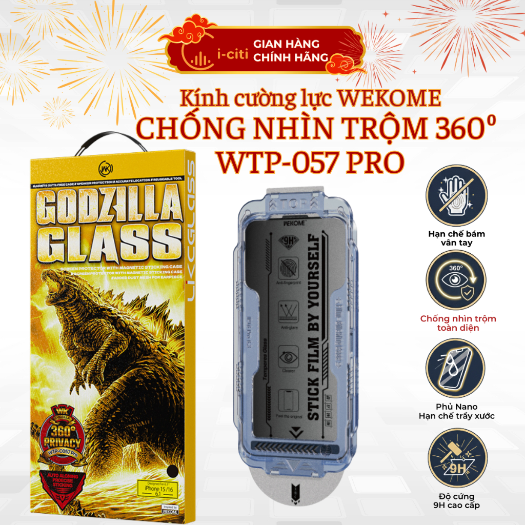 [WEKOME] Kính cường lực tự dán Godzilla WTP-C057 PRO chống nhìn trộm 360 độ phủ nano kép